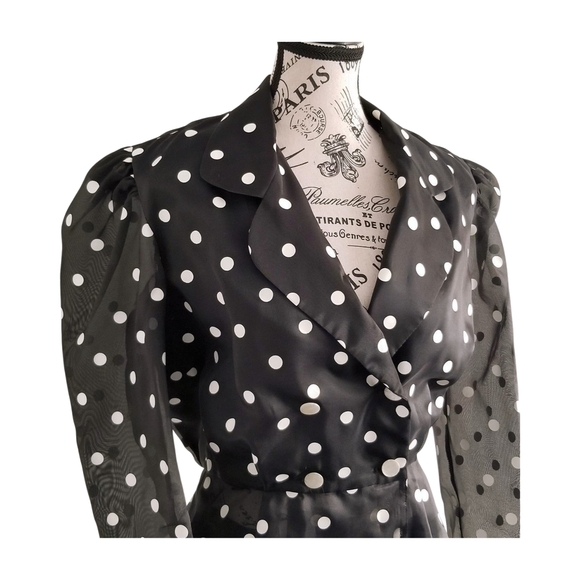 Vintage 80s Polka Dot Power Blazer — glam realness meets retro elegance. - Picture 3 of 4